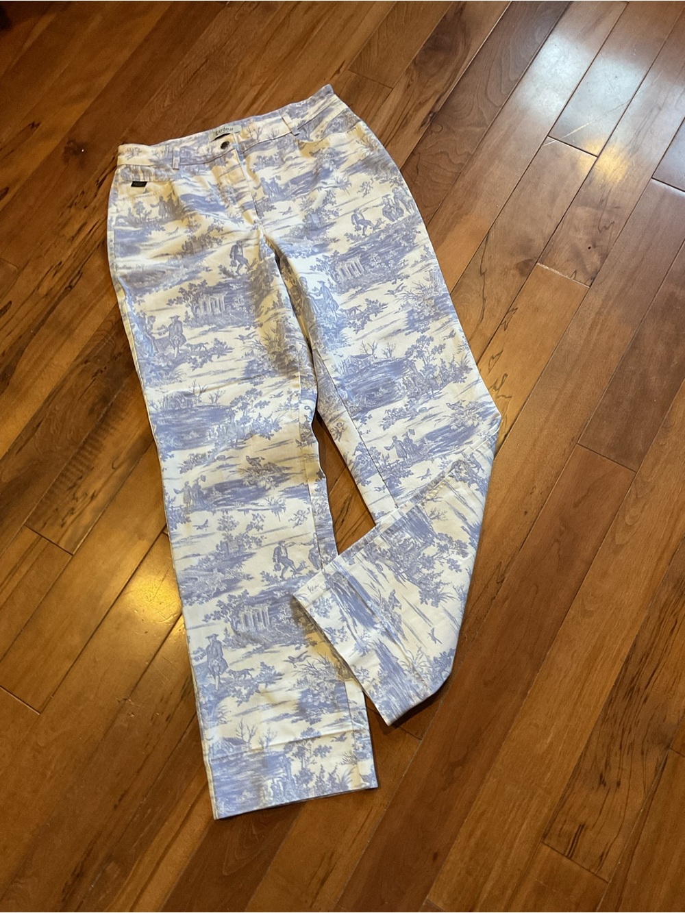 Toile Straight Pants in Blue and White by gaudeur size 31 approx. across waist - Picture 2 of 4